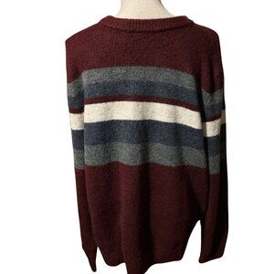 Goodfellow & Co Men’s Striped Sweater Burgundy Gray Blue Knit Pullover Size L